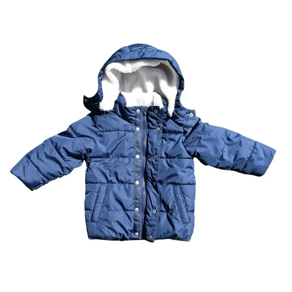 Baby Gap Warmest Jacket - Hooded Fleece Puffer Coat Navy Blue - Toddler 3 Years